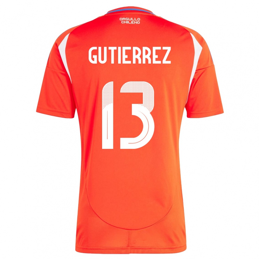 Kandiny Gyermek Chile Daniel Gutiérrez #13 Piros Hazai Jersey 24-26 Mez Póló Ing