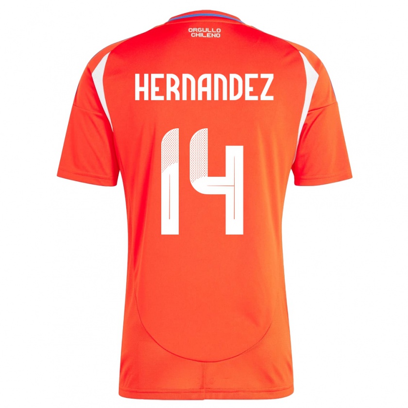 Kandiny Gyermek Chile Leandro Hernández #14 Piros Hazai Jersey 24-26 Mez Póló Ing