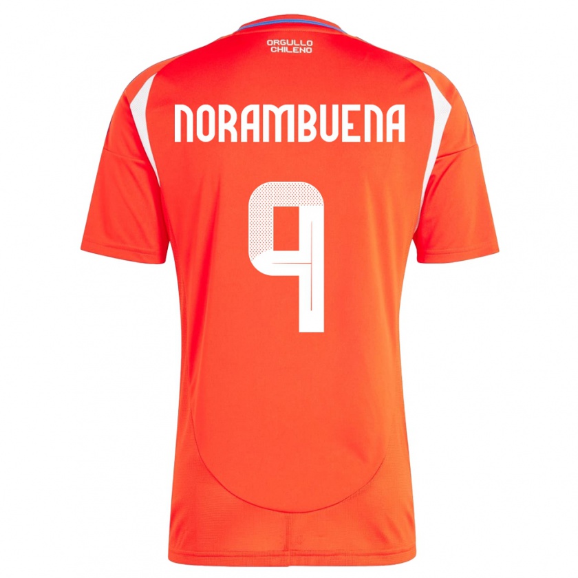 Kandiny Gyermek Chile Gabriel Norambuena #9 Piros Hazai Jersey 24-26 Mez Póló Ing