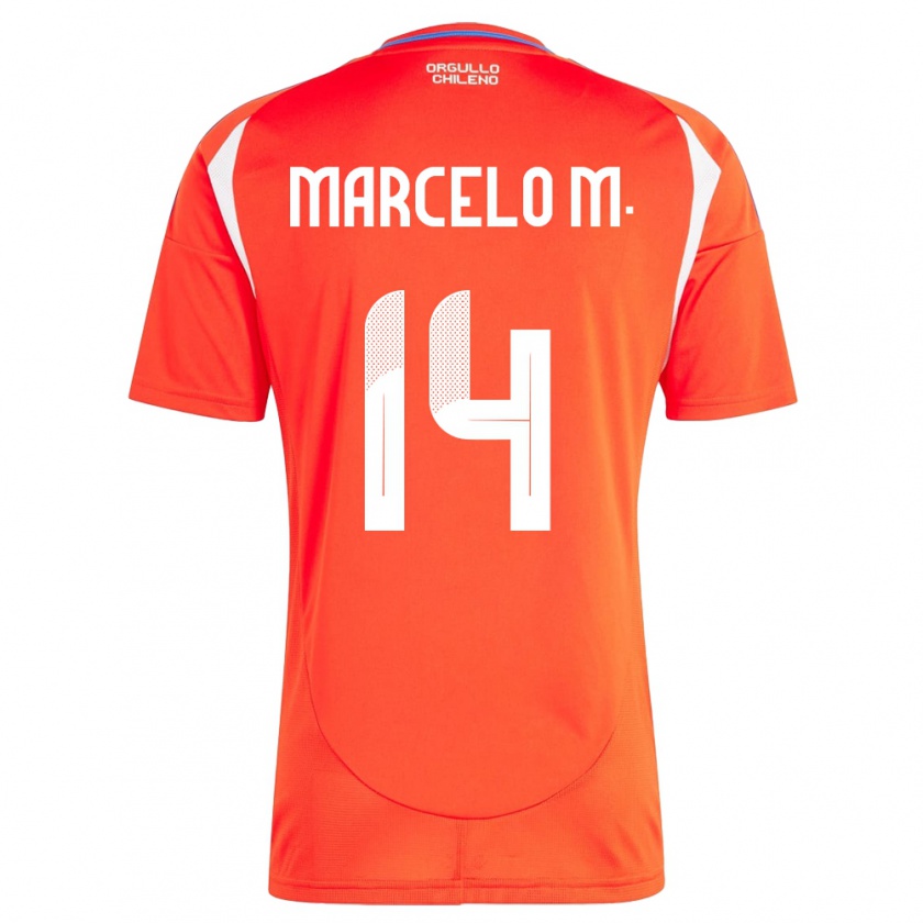 Kandiny Gyermek Chile Marcelo Morales #14 Piros Hazai Jersey 24-26 Mez Póló Ing