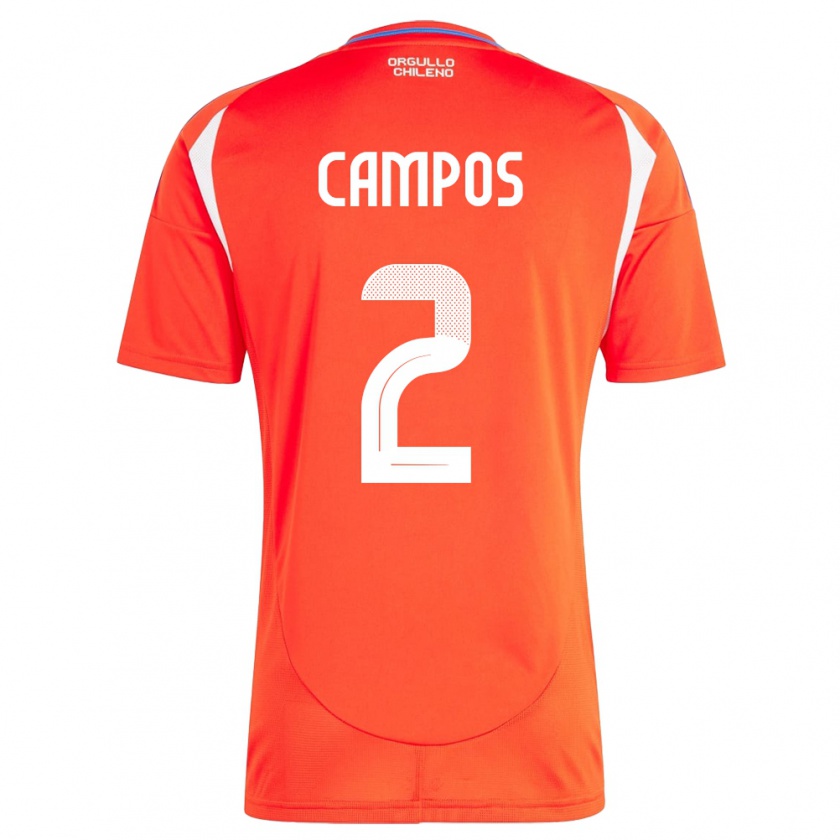 Kandiny Gyermek Chile Víctor Campos #2 Piros Hazai Jersey 24-26 Mez Póló Ing