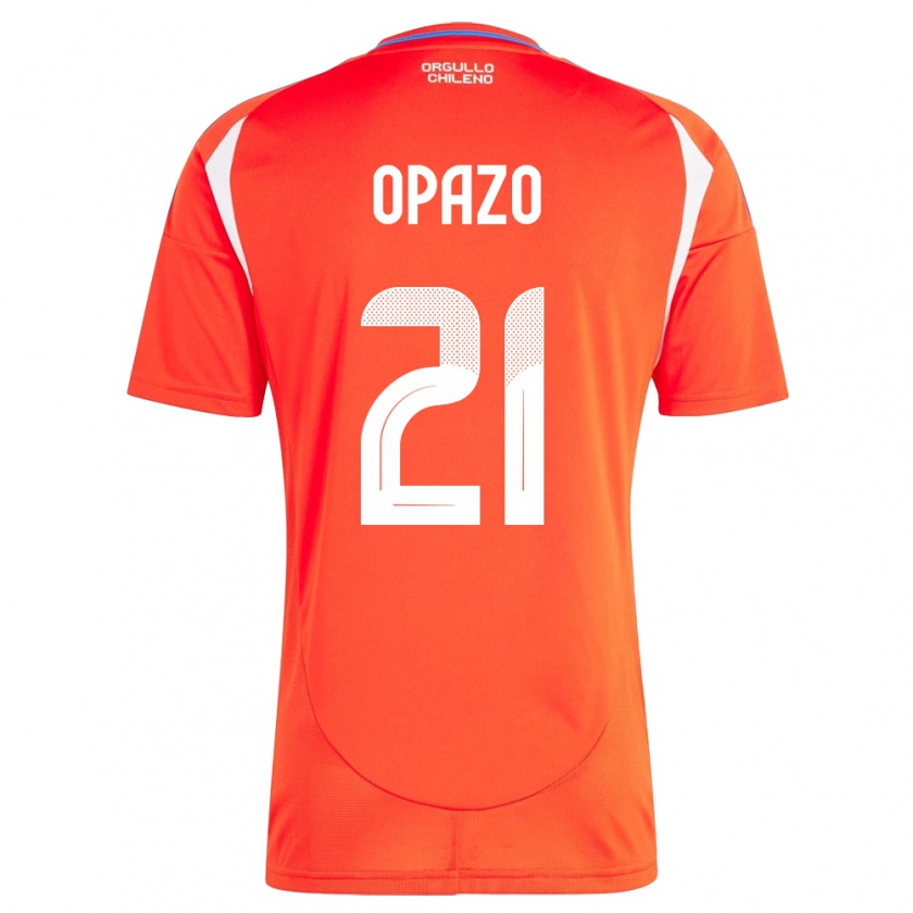 Kandiny Gyermek Chile Diego Opazo #21 Piros Hazai Jersey 24-26 Mez Póló Ing