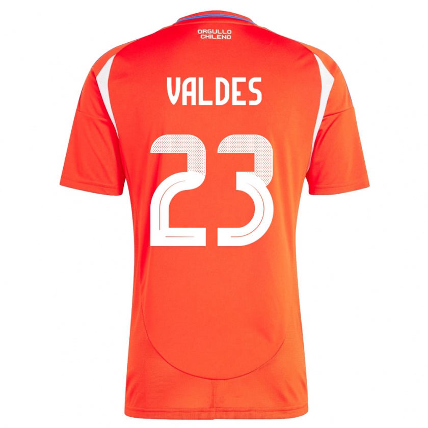 Kandiny Gyermek Chile Francisco Valdés #23 Piros Hazai Jersey 24-26 Mez Póló Ing