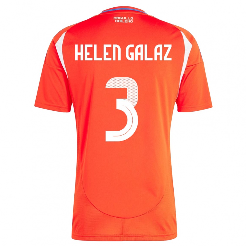 Kandiny Gyermek Chile Su Helen Galaz #3 Piros Hazai Jersey 24-26 Mez Póló Ing