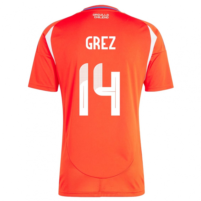 Kandiny Gyermek Chile Javiera Grez #14 Piros Hazai Jersey 24-26 Mez Póló Ing