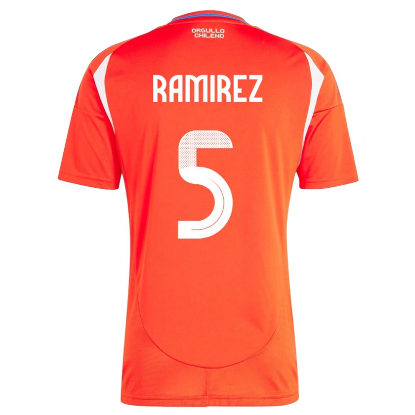 Kandiny Gyermek Chile Fernanda Ramírez #5 Piros Hazai Jersey 24-26 Mez Póló Ing