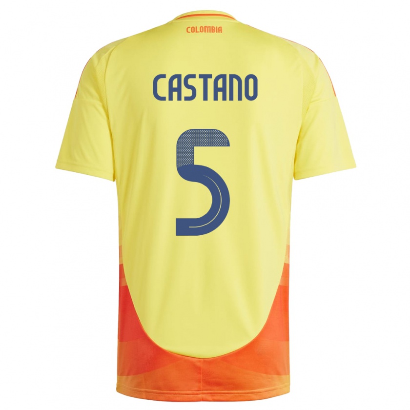 Kandiny Gyermek Kolumbia Kevin Castaño #5 Sárga Hazai Jersey 24-26 Mez Póló Ing