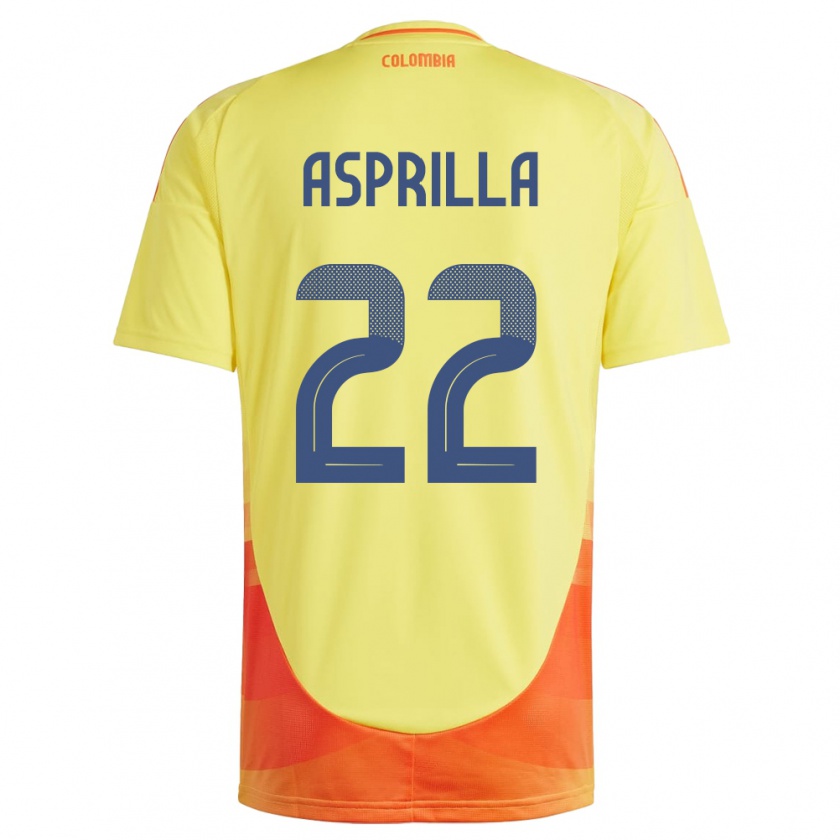 Kandiny Gyermek Kolumbia Yáser Asprilla #22 Sárga Hazai Jersey 24-26 Mez Póló Ing