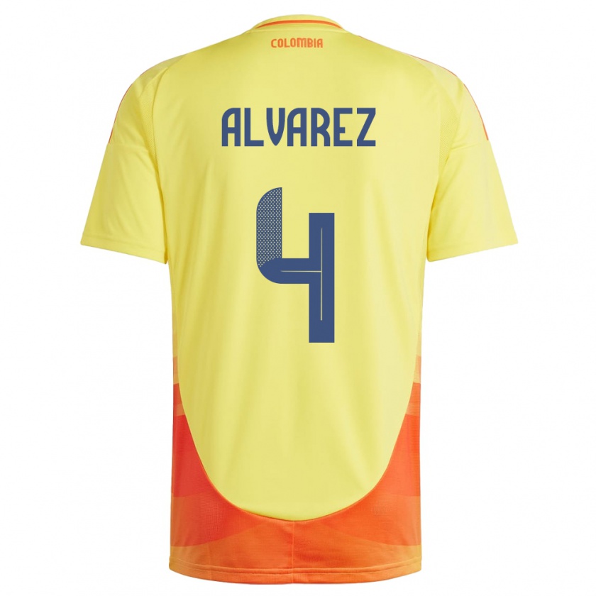 Kandiny Gyermek Kolumbia Fernando Álvarez #4 Sárga Hazai Jersey 24-26 Mez Póló Ing