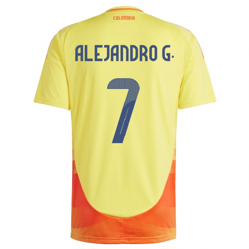 Kandiny Gyermek Kolumbia Alejandro García #7 Sárga Hazai Jersey 24-26 Mez Póló Ing