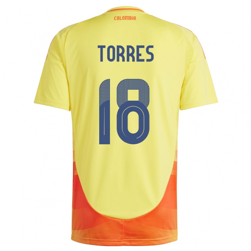 Kandiny Gyermek Kolumbia Jhojan Torres #18 Sárga Hazai Jersey 24-26 Mez Póló Ing