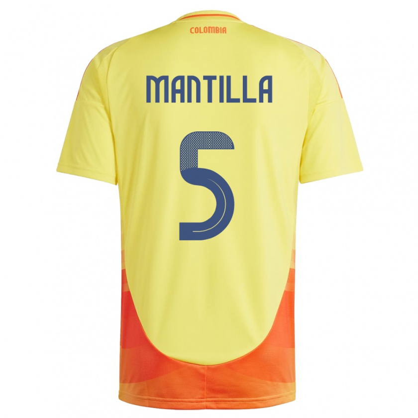 Kandiny Gyermek Kolumbia Kevin Mantilla #5 Sárga Hazai Jersey 24-26 Mez Póló Ing