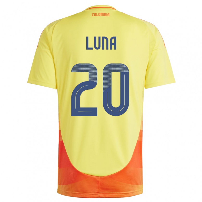 Kandiny Gyermek Kolumbia Daniel Luna #20 Sárga Hazai Jersey 24-26 Mez Póló Ing