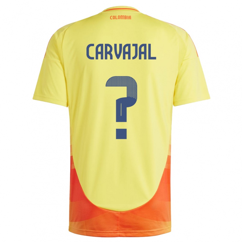 Kandiny Gyermek Kolumbia Juan Carvajal #0 Sárga Hazai Jersey 24-26 Mez Póló Ing