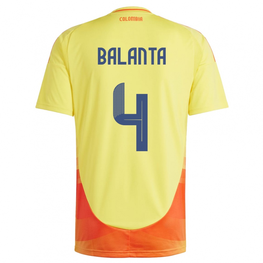 Kandiny Gyermek Kolumbia Marlon Balanta #4 Sárga Hazai Jersey 24-26 Mez Póló Ing