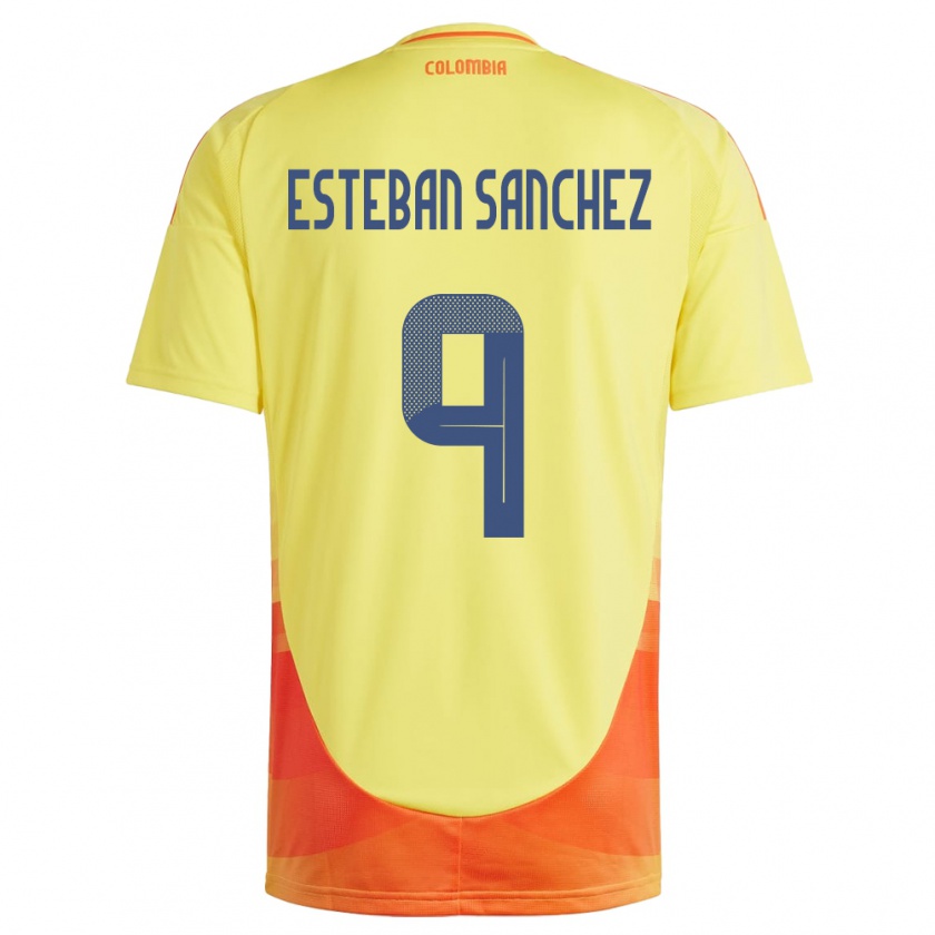 Kandiny Gyermek Kolumbia Juan Esteban Sánchez #9 Sárga Hazai Jersey 24-26 Mez Póló Ing