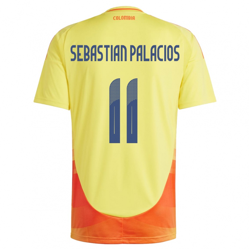 Kandiny Gyermek Kolumbia Juan Sebastián Palacios #11 Sárga Hazai Jersey 24-26 Mez Póló Ing