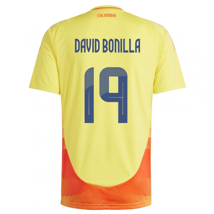 Kandiny Gyermek Kolumbia Juan David Bonilla #19 Sárga Hazai Jersey 24-26 Mez Póló Ing