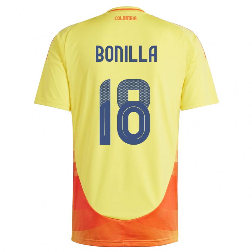 Kandiny Gyermek Kolumbia Wendy Bonilla #18 Sárga Hazai Jersey 24-26 Mez Póló Ing