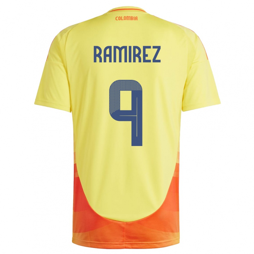 Kandiny Gyermek Kolumbia Mayra Ramírez #9 Sárga Hazai Jersey 24-26 Mez Póló Ing