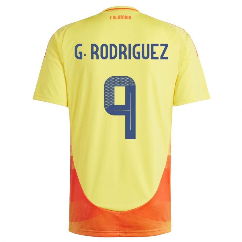 Kandiny Gyermek Kolumbia Gabriela Rodríguez #9 Sárga Hazai Jersey 24-26 Mez Póló Ing