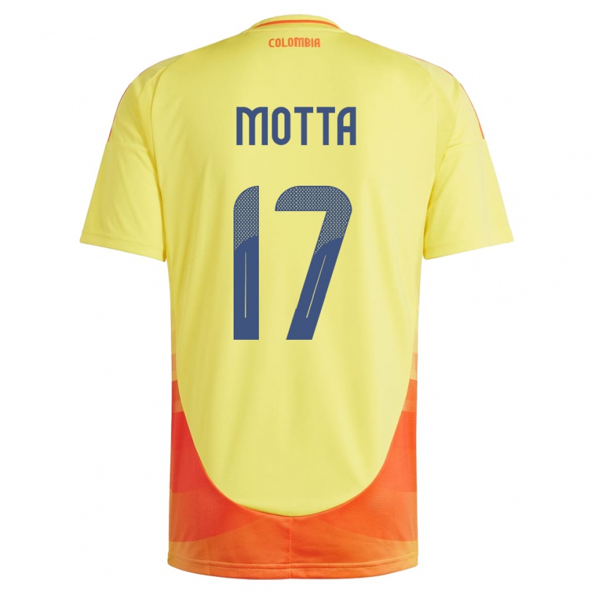 Kandiny Gyermek Kolumbia Cristina Motta #17 Sárga Hazai Jersey 24-26 Mez Póló Ing