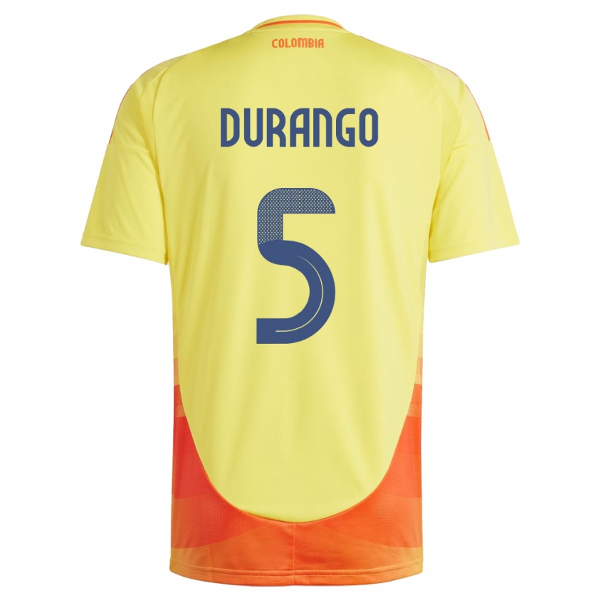 Kandiny Gyermek Kolumbia Lorena Durango #5 Sárga Hazai Jersey 24-26 Mez Póló Ing