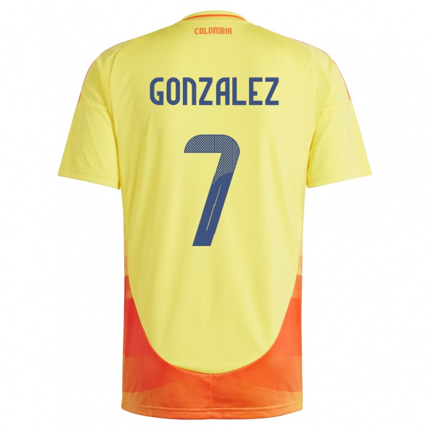 Kandiny Gyermek Kolumbia Celis González #7 Sárga Hazai Jersey 24-26 Mez Póló Ing