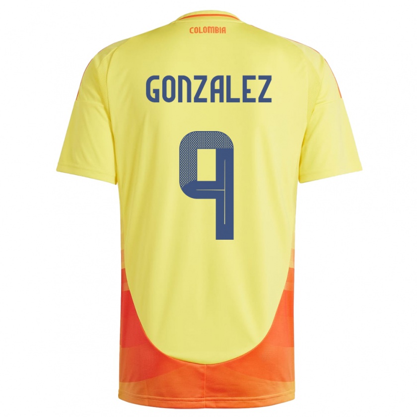 Kandiny Gyermek Kolumbia Manuela González #9 Sárga Hazai Jersey 24-26 Mez Póló Ing