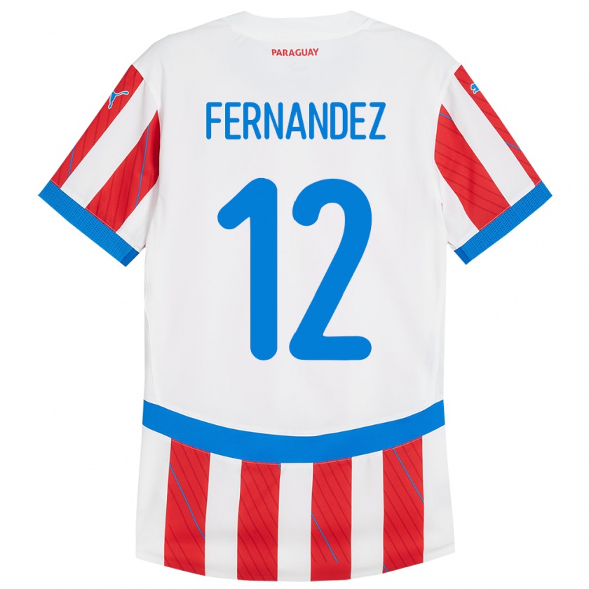 Kandiny Gyermek Paraguay Gatito Fernández #12 Fehér Piros Hazai Jersey 24-26 Mez Póló Ing