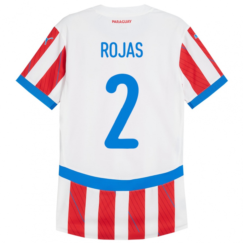 Kandiny Gyermek Paraguay Robert Rojas #2 Fehér Piros Hazai Jersey 24-26 Mez Póló Ing