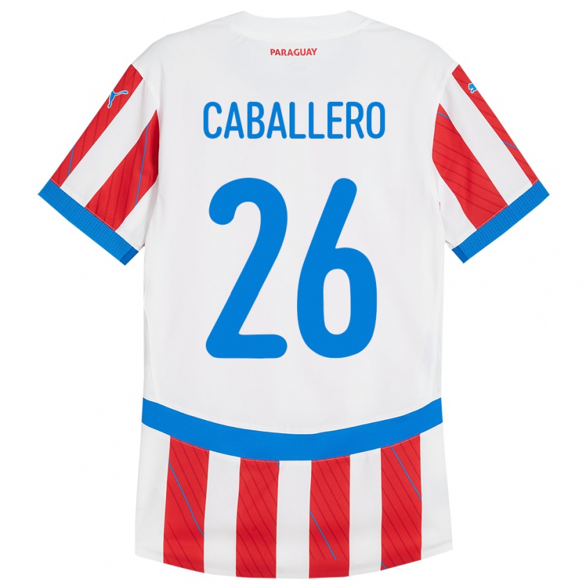 Kandiny Gyermek Paraguay Hernesto Caballero #26 Fehér Piros Hazai Jersey 24-26 Mez Póló Ing