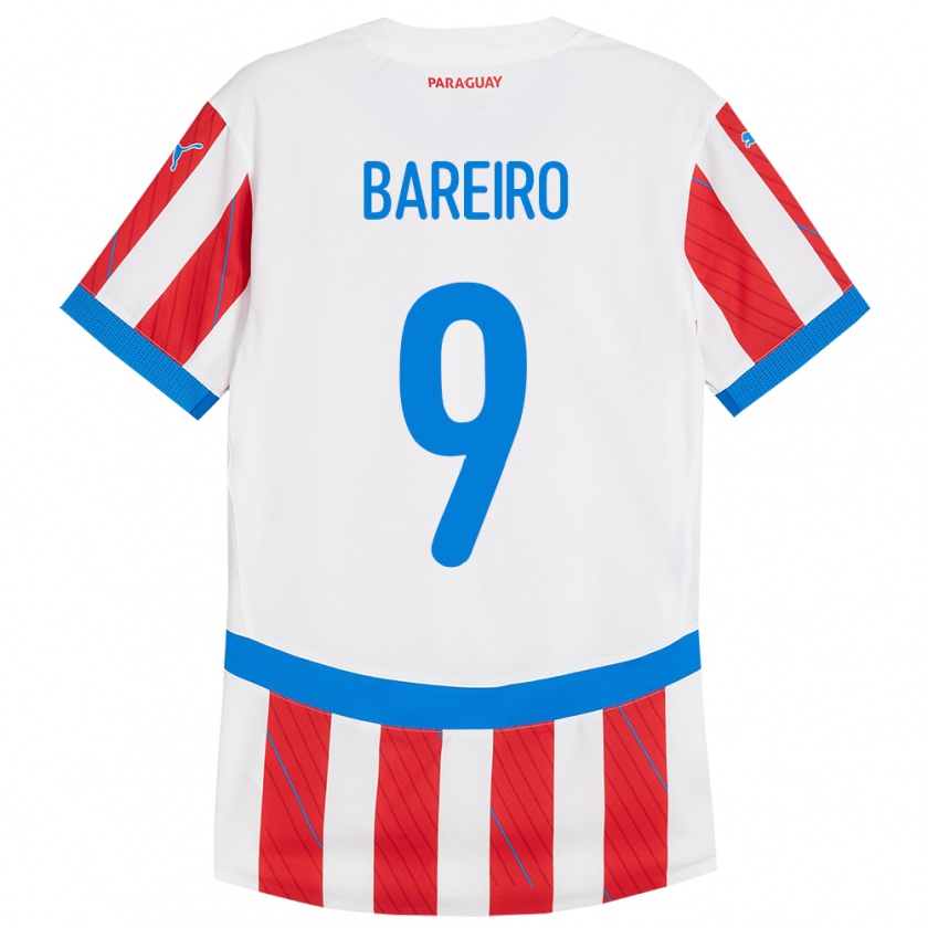 Kandiny Gyermek Paraguay Adam Bareiro #9 Fehér Piros Hazai Jersey 24-26 Mez Póló Ing