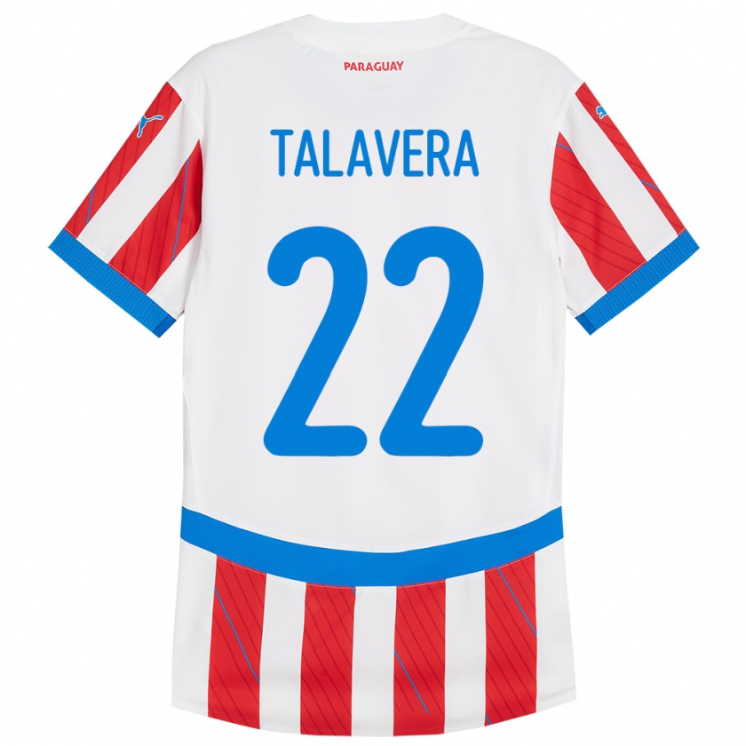 Kandiny Gyermek Paraguay Javier Talavera #22 Fehér Piros Hazai Jersey 24-26 Mez Póló Ing