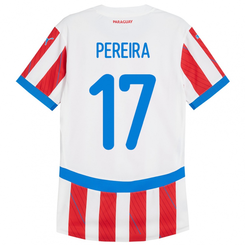 Kandiny Gyermek Paraguay Kevin Pereira #17 Fehér Piros Hazai Jersey 24-26 Mez Póló Ing