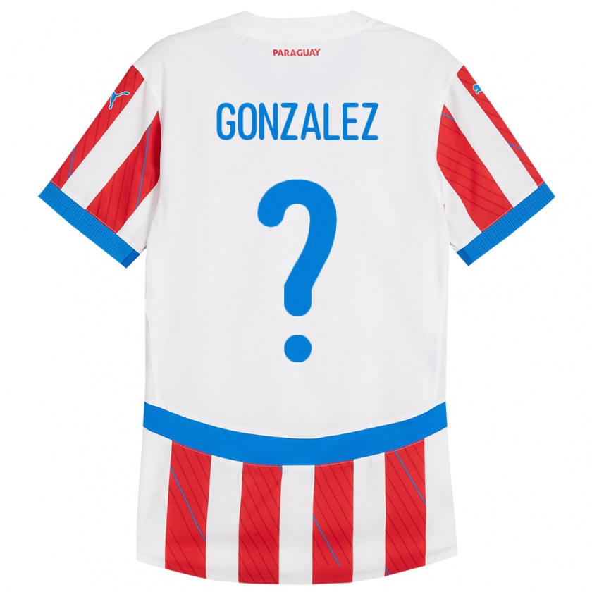 Kandiny Gyermek Paraguay Antonio González #0 Fehér Piros Hazai Jersey 24-26 Mez Póló Ing