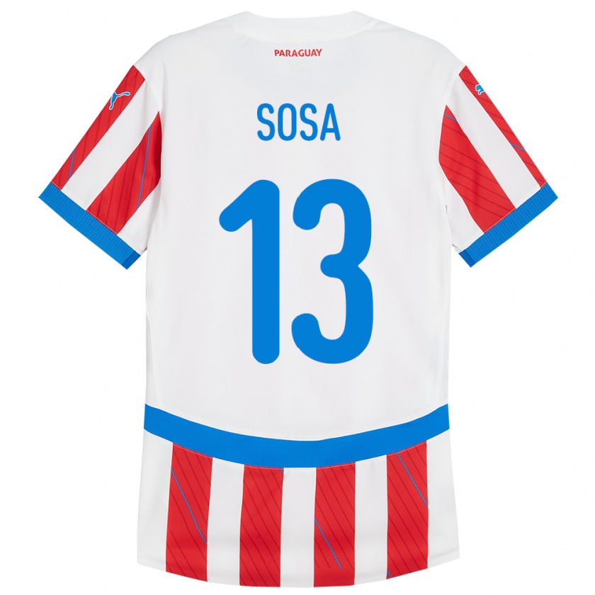 Kandiny Gyermek Paraguay Alex Sosa #13 Fehér Piros Hazai Jersey 24-26 Mez Póló Ing