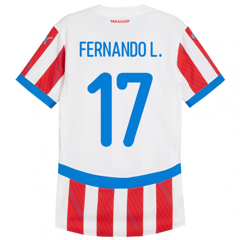 Kandiny Gyermek Paraguay Fernando Leguizamón #17 Fehér Piros Hazai Jersey 24-26 Mez Póló Ing