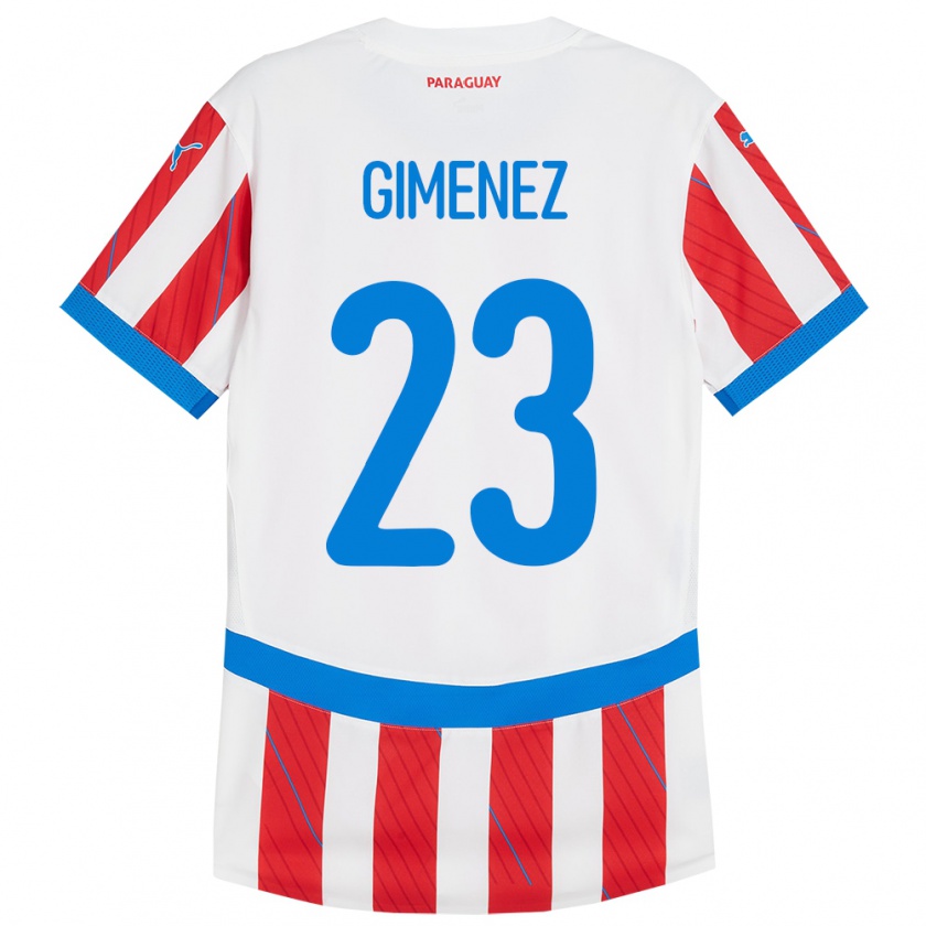 Kandiny Gyermek Paraguay Miguel Giménez #23 Fehér Piros Hazai Jersey 24-26 Mez Póló Ing