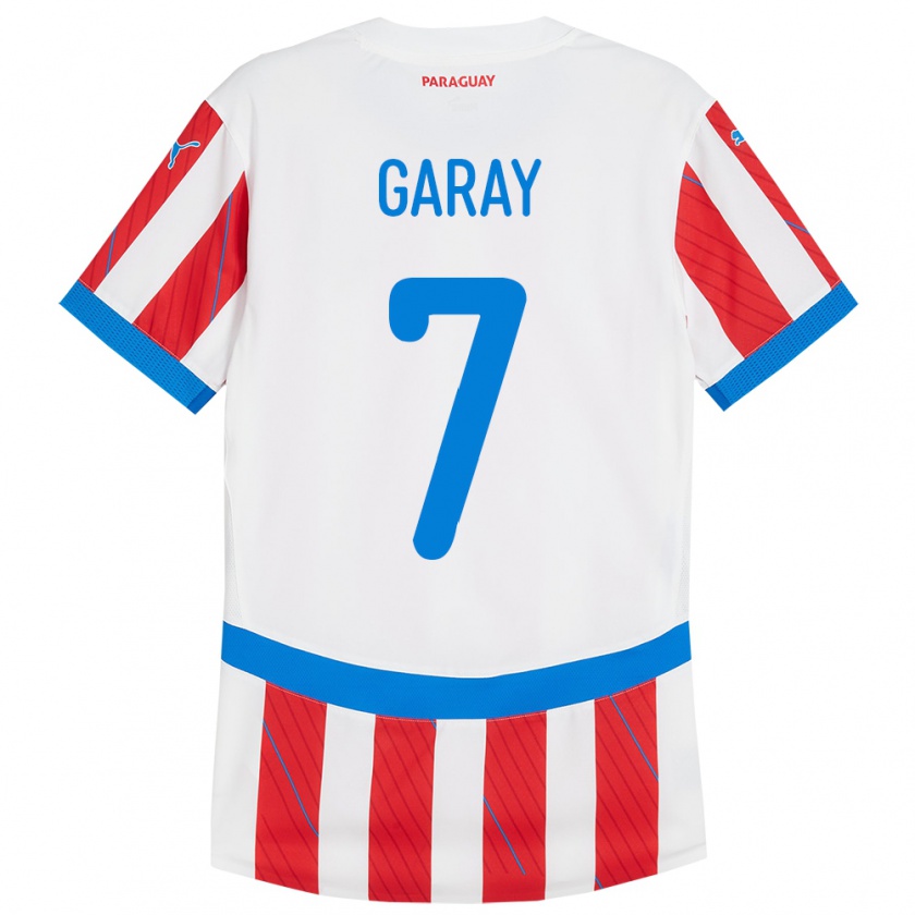 Kandiny Gyermek Paraguay Griselda Garay #7 Fehér Piros Hazai Jersey 24-26 Mez Póló Ing