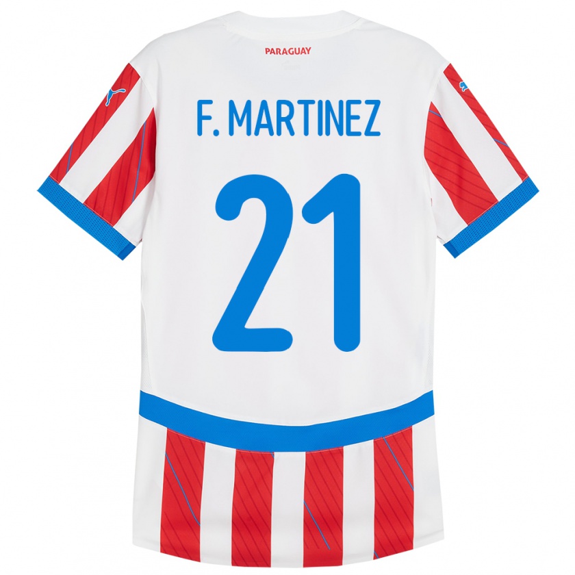 Kandiny Gyermek Paraguay Fiorela Martínez #21 Fehér Piros Hazai Jersey 24-26 Mez Póló Ing