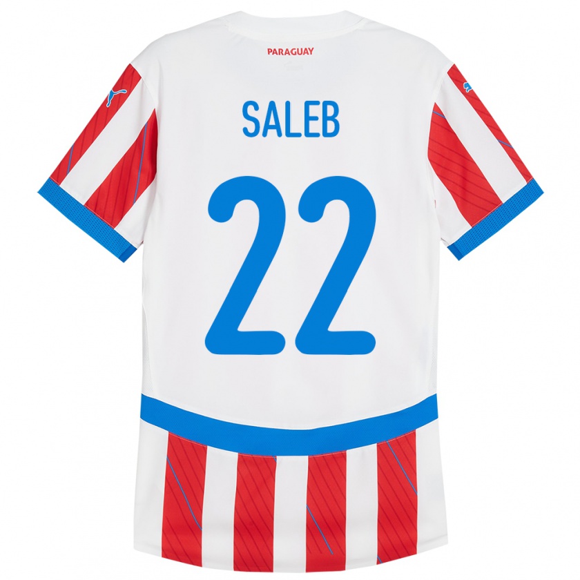 Kandiny Gyermek Paraguay Gloria Saleb #22 Fehér Piros Hazai Jersey 24-26 Mez Póló Ing