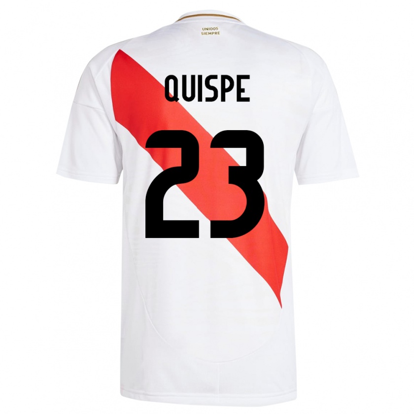 Kandiny Gyermek Peru Piero Quispe #23 Fehér Hazai Jersey 24-26 Mez Póló Ing