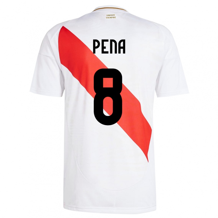 Kandiny Gyermek Peru Sergio Peña #8 Fehér Hazai Jersey 24-26 Mez Póló Ing