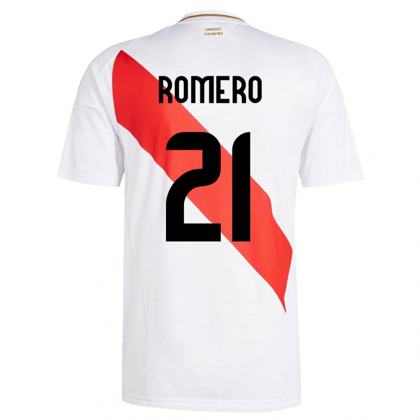 Kandiny Gyermek Peru Diego Romero #21 Fehér Hazai Jersey 24-26 Mez Póló Ing