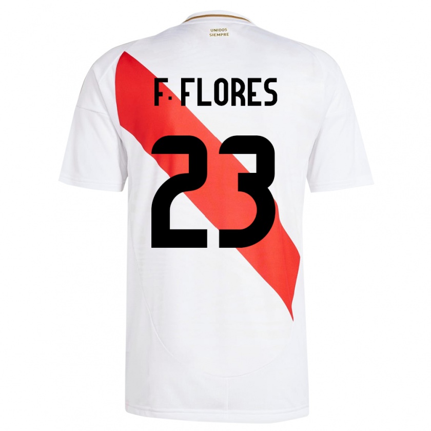 Kandiny Gyermek Peru Franchesco Flores #23 Fehér Hazai Jersey 24-26 Mez Póló Ing