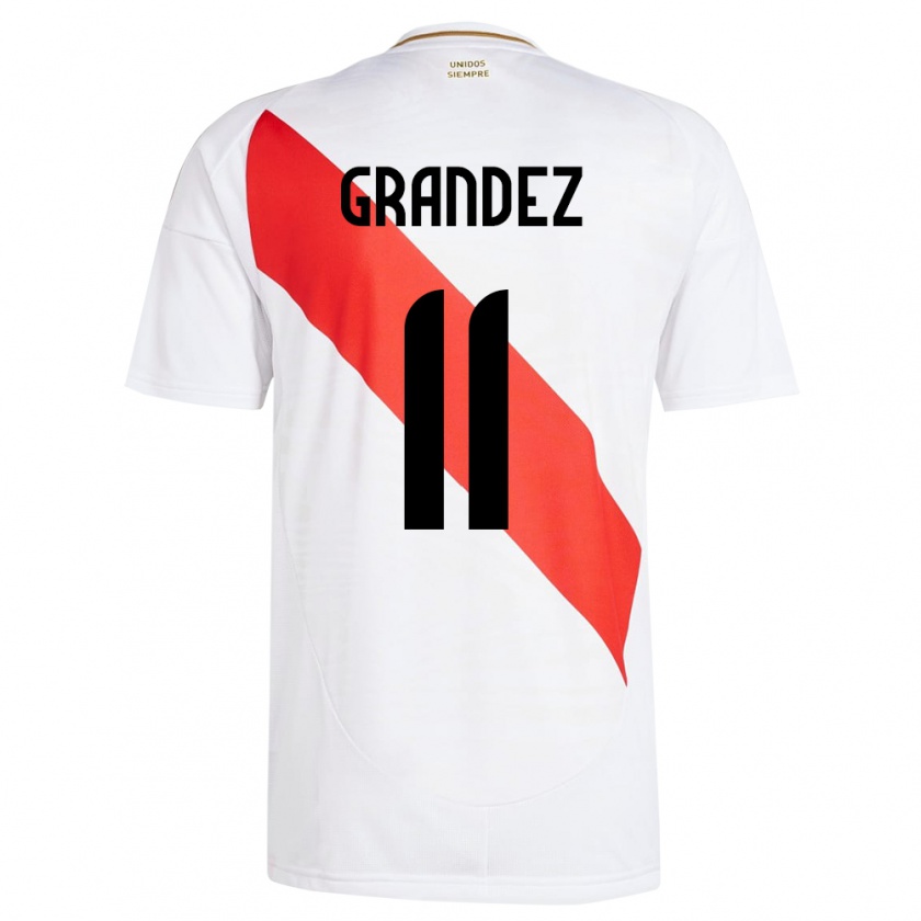 Kandiny Gyermek Peru Guillermo Grández #11 Fehér Hazai Jersey 24-26 Mez Póló Ing