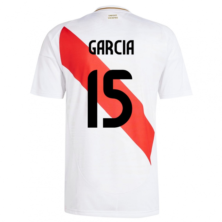 Kandiny Gyermek Peru Jonathan García #15 Fehér Hazai Jersey 24-26 Mez Póló Ing