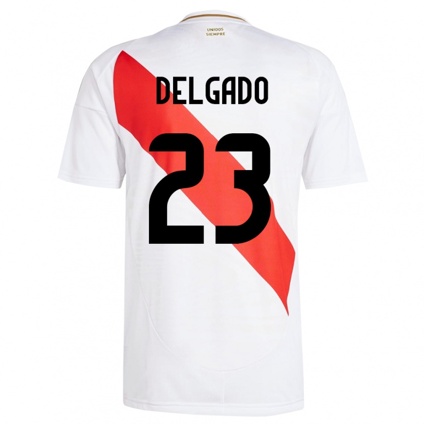 Kandiny Gyermek Peru Valentino Delgado #23 Fehér Hazai Jersey 24-26 Mez Póló Ing