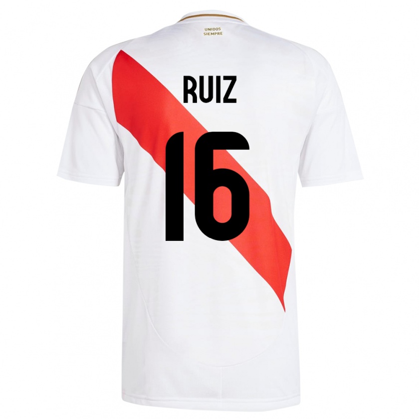 Kandiny Gyermek Peru Birka Ruiz #16 Fehér Hazai Jersey 24-26 Mez Póló Ing